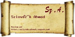Szlovák Ahmed névjegykártya